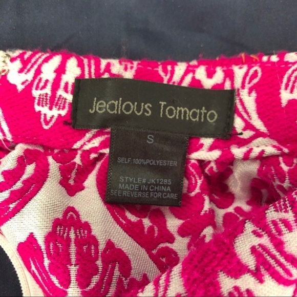 Fuchsia/Pink & White Damask Midi Skirt - Picture 6 of 7